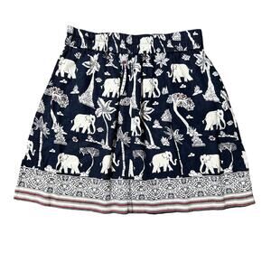 Loft Outlet Mini A-Line Skirt Women's Size Small Petite Blue Elephant Pull On